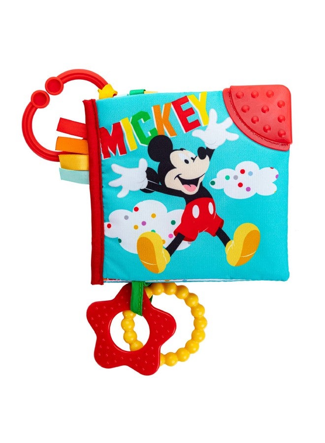 Disney Baby Mickey Mouse Colorful Crinkle Soft Book With Teething Corner And Onthego Clip For Babies