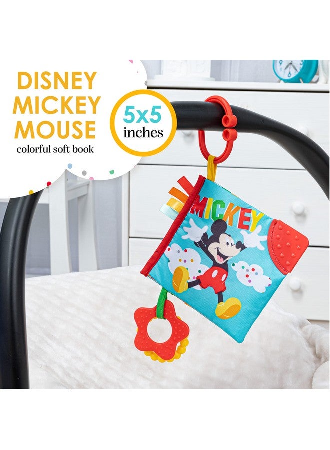 Disney Baby Mickey Mouse Colorful Crinkle Soft Book With Teething Corner And Onthego Clip For Babies