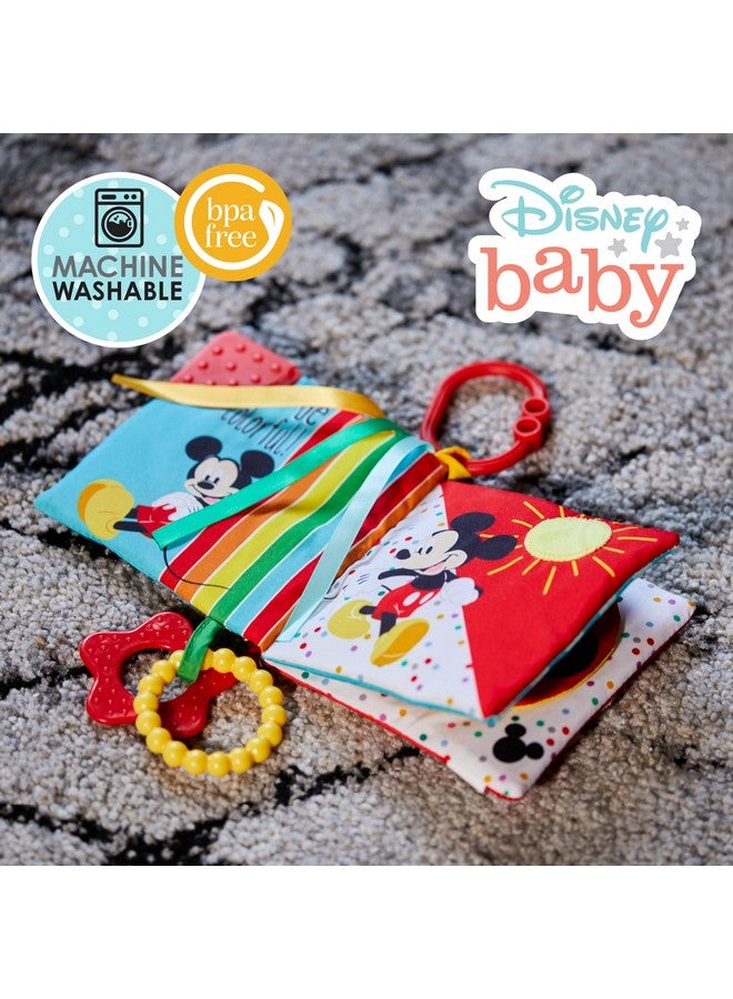 Disney Baby Mickey Mouse Colorful Crinkle Soft Book With Teething Corner And Onthego Clip For Babies