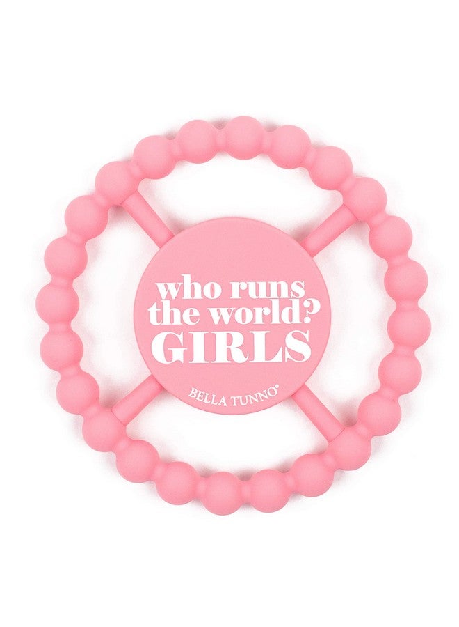 Happy Teether For Girls Soft & Easy Grip Teething Ring Perfect For Babies And Teething Toys To Help Soothe Gums Nontoxic Bpa Free Silicone Teether Who Runs The World Girls