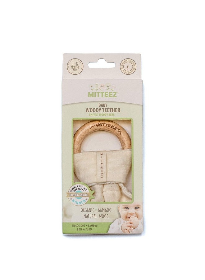 Wood Baby Organic Wooden Teether With Absorbent Cloth (Natural)