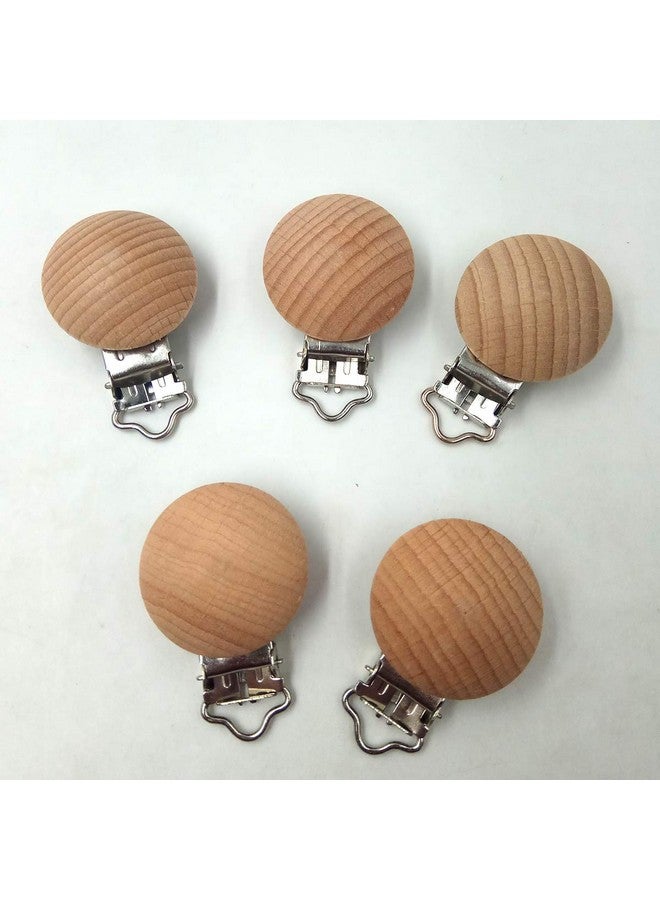 5Pcs Beech Wood Pacifier Clips Holder Teething Grasping Suspender Clips Charm Diy Beading Pacifier Chain Accessory (3Cm5Pcs)