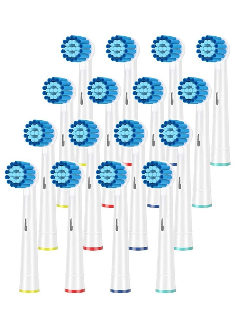 Replacement Toothbrush Heads Compatible With Oral B Braun Electric Toothbrush , 16 Pack White Sensitive Toothbrush Heads Refill For /7000 /Pro 1000 /9600 /500 /3000 /8000