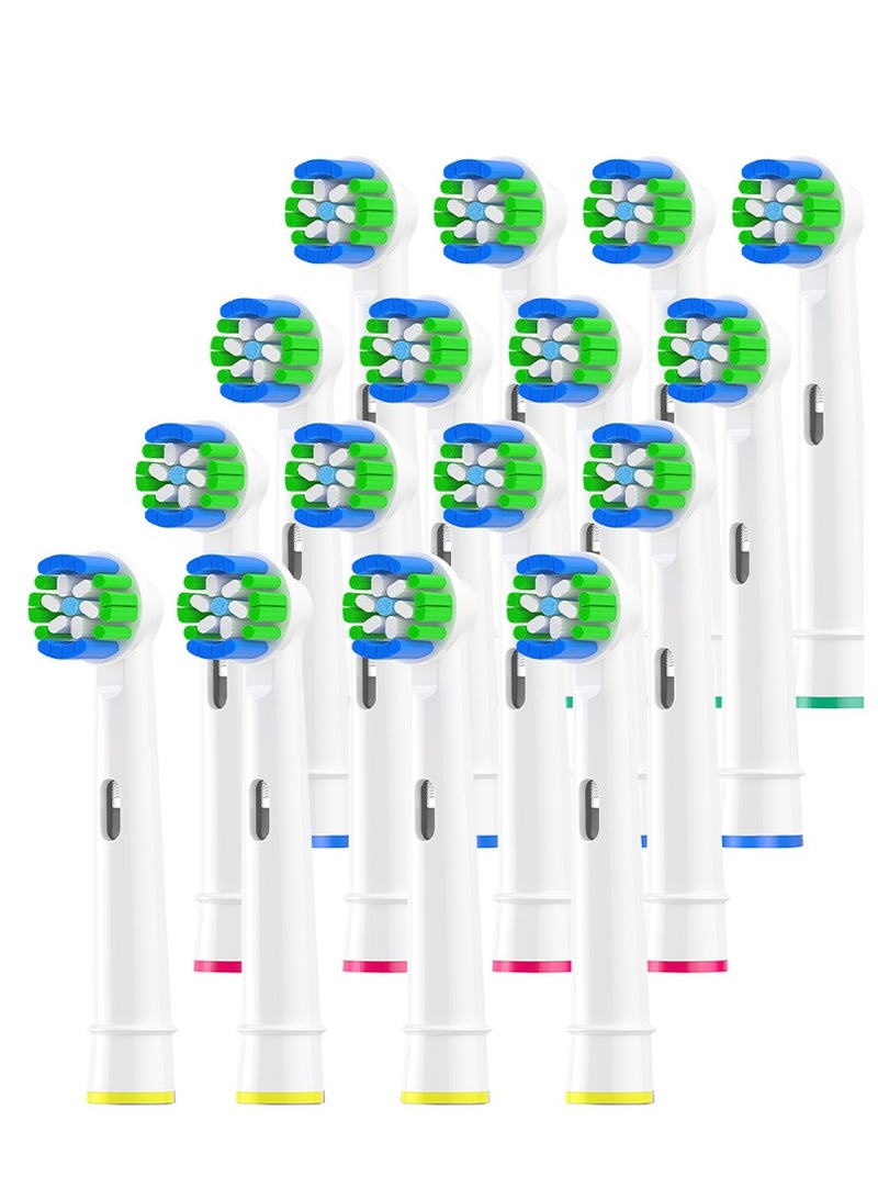 Electric Toothbrush Heads Compatible with Oral B Electric Toothbrush, 16Pack White Professional Toothbrush Heads Refill for Braun 500/1000/1500/3000/3757/5000/7000/7500/8000