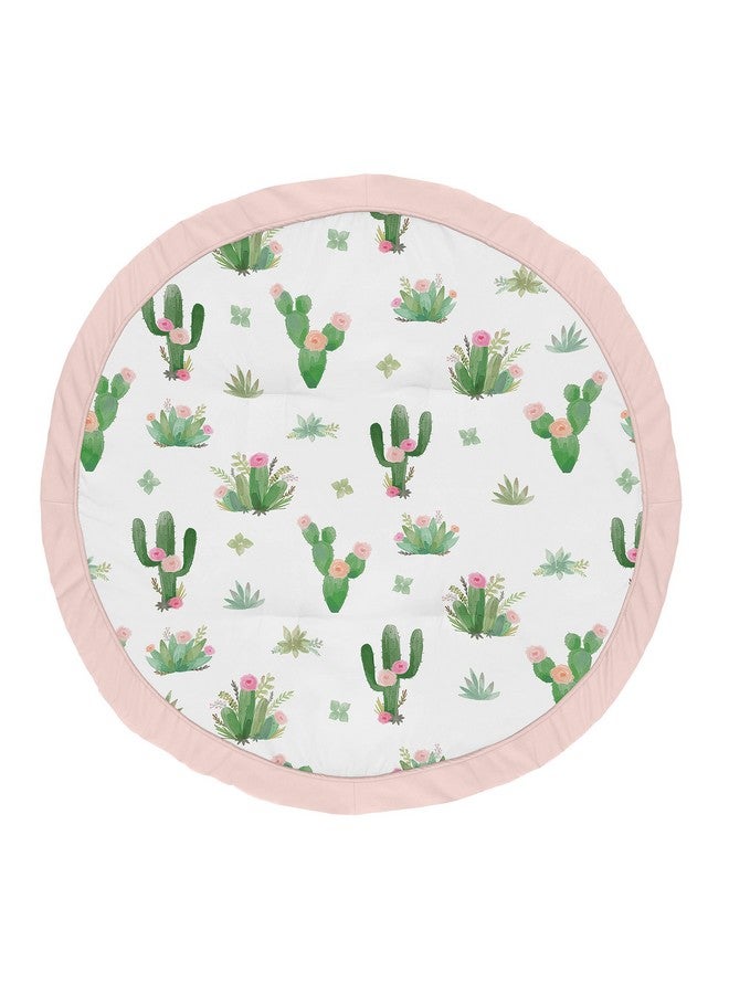 Pink And Green Boho Watercolor Playmat Tummy Time Baby And Infant Play Mat For Cactus Floral Collection