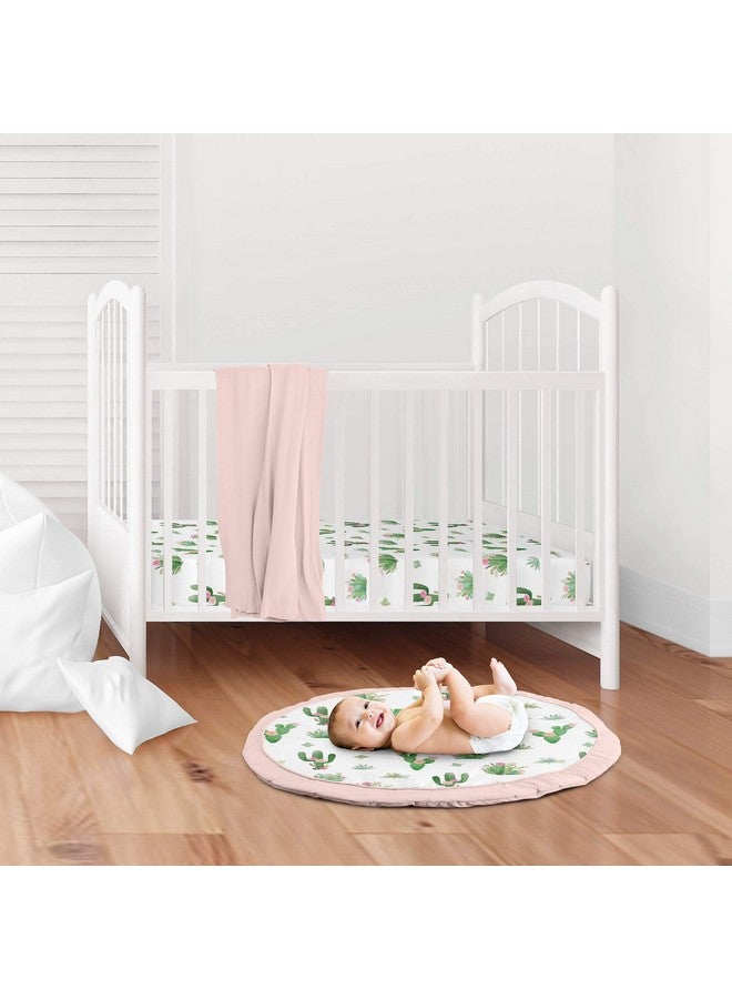 Pink And Green Boho Watercolor Playmat Tummy Time Baby And Infant Play Mat For Cactus Floral Collection