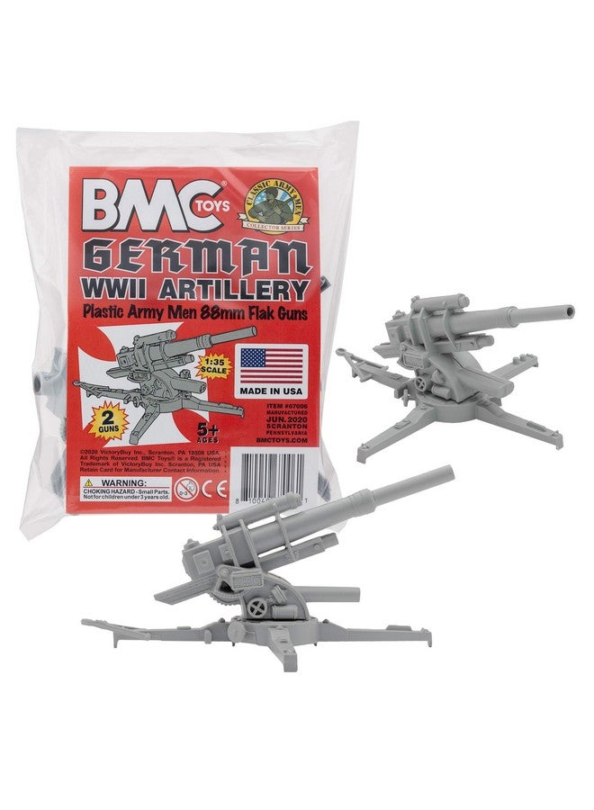 Bmc Classic Ww2 German 88Mm Artillery 2Pc Gray Plastic Army Men Accessories