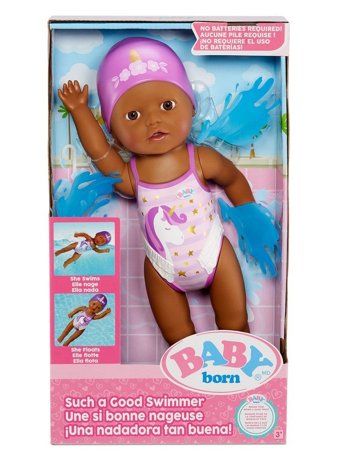 Such A Good Swimmer Doll 3 Years & Up Easy For Small Hands Includes Cute Unicorn Bathing Suit & Cap (Brown Eyes) Multicolor