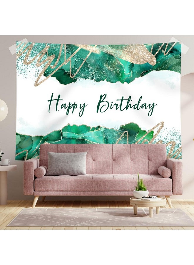 Happy Birthday Backdrop For Girls Women Turquoise And Gold Photography Background Birthday Party Decoration Supplies Favors Cake Table Banner Photo Booth Studio Props 7X5Ft