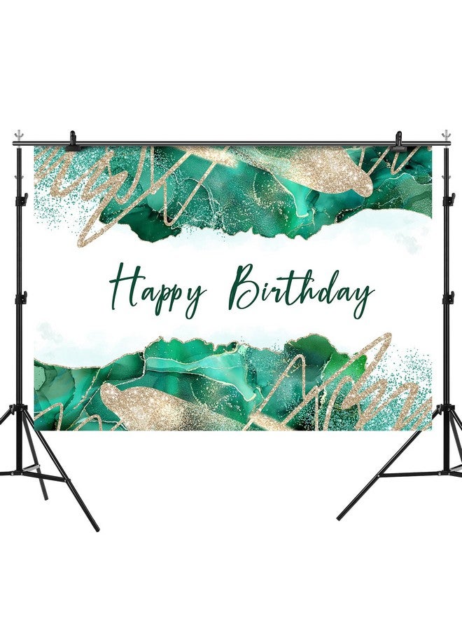 Happy Birthday Backdrop For Girls Women Turquoise And Gold Photography Background Birthday Party Decoration Supplies Favors Cake Table Banner Photo Booth Studio Props 7X5Ft