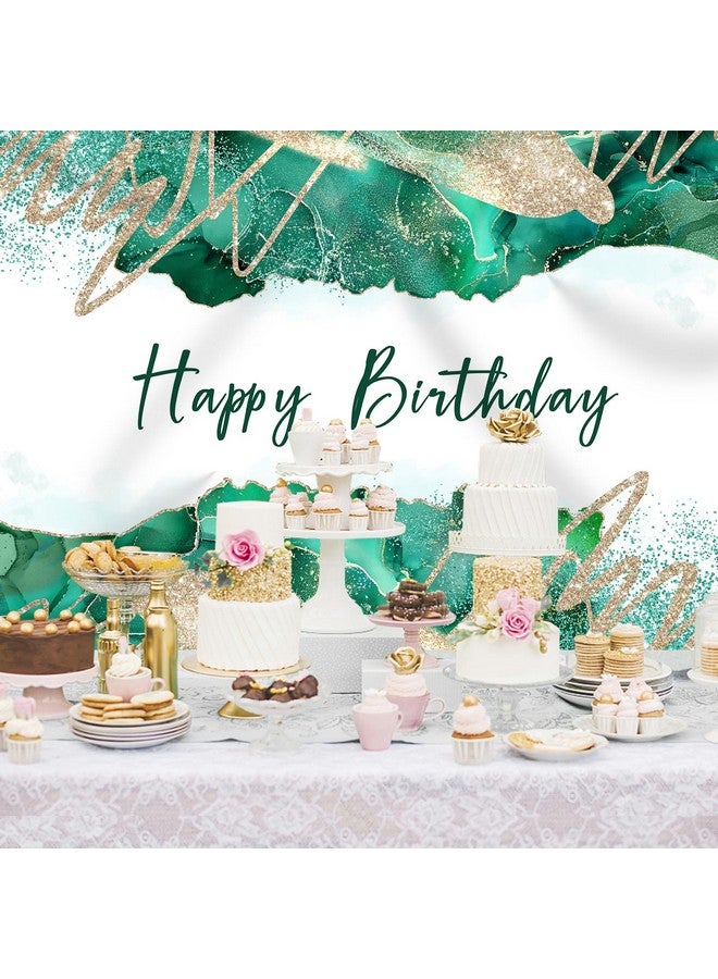 Happy Birthday Backdrop For Girls Women Turquoise And Gold Photography Background Birthday Party Decoration Supplies Favors Cake Table Banner Photo Booth Studio Props 7X5Ft