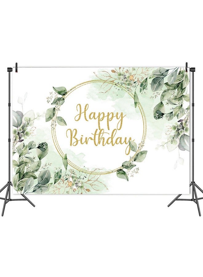 Greenery Succulent And Eucalyptus Leaves Photography Backdrop Bloom Eucalyptus Leaves Photo Background For Happy Birthday Party Decoration Cake Table Banner Supplies 5X3Ft