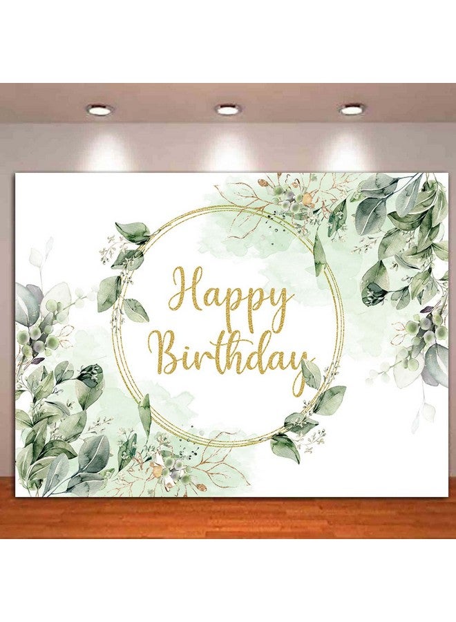 Greenery Succulent And Eucalyptus Leaves Photography Backdrop Bloom Eucalyptus Leaves Photo Background For Happy Birthday Party Decoration Cake Table Banner Supplies 5X3Ft