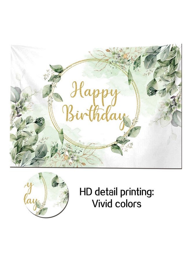 Greenery Succulent And Eucalyptus Leaves Photography Backdrop Bloom Eucalyptus Leaves Photo Background For Happy Birthday Party Decoration Cake Table Banner Supplies 5X3Ft