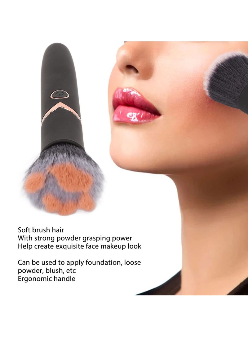 Electric Makeup Brush, 10 Gears Vibration Massage makeup Works with Foundation, Concealer or Blush, Rechargeable Adjustable Loose Powder Brush (Black)