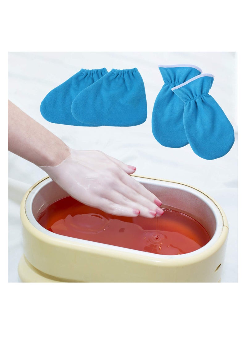 4 PCS Paraffin Wax Bath Gloves and Booties, Paraffin Wax Warmer Insulated Mitts, Foot Spa Cover, Moisturizing Work Gloves, Hand Treatment Kit