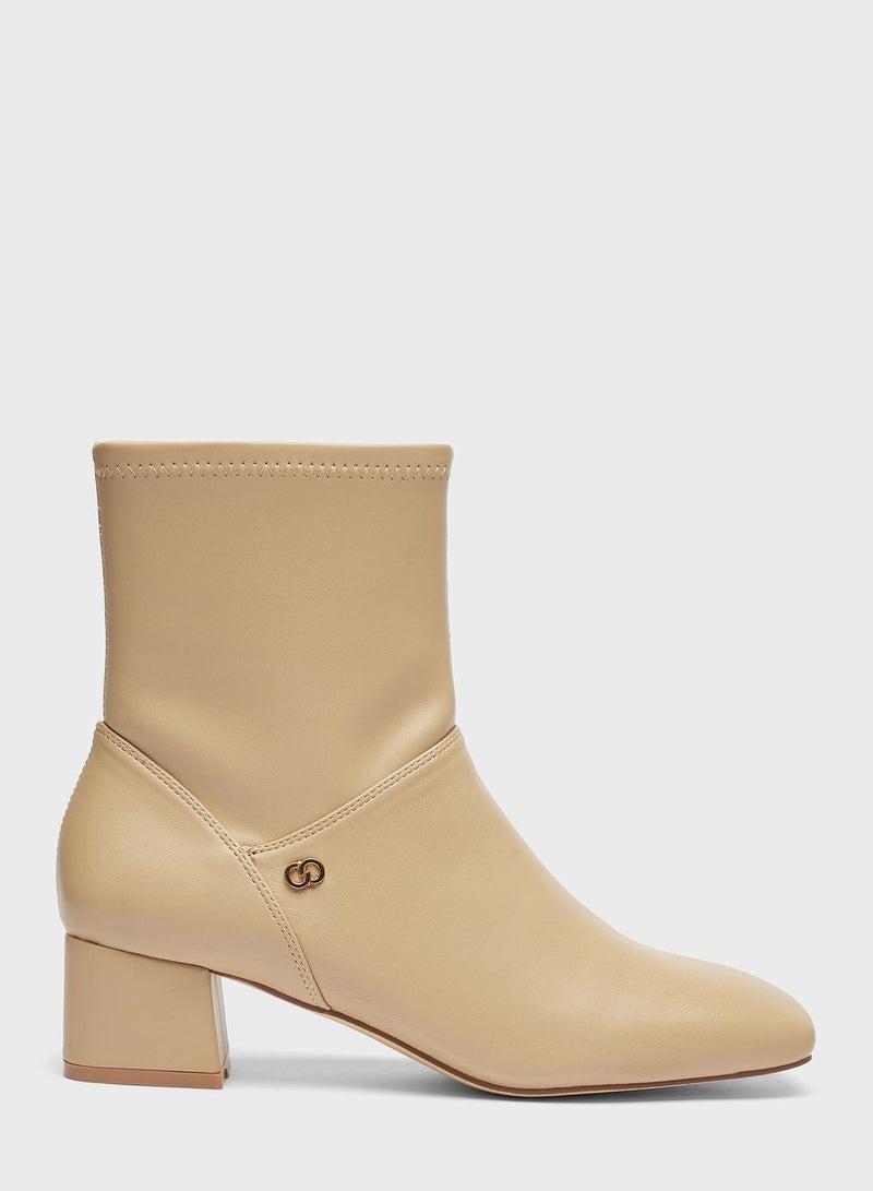 Close Toe Mid Heel Ankle Boots