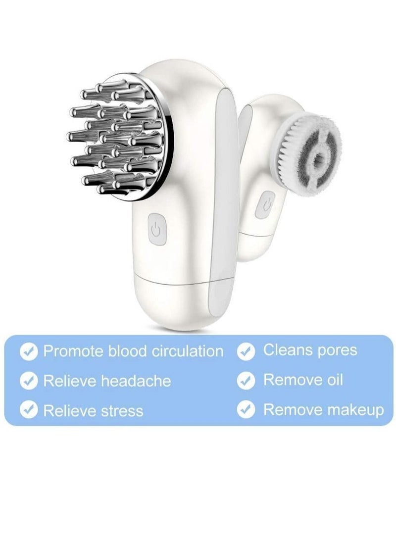 2 in 1 Scalp Massager Sonic Vibrating Massage Device to promote Head Blood Circulation, Pain Relief, Headache Relief,facial cleansing brush for deep cleaning face skin AG-1718