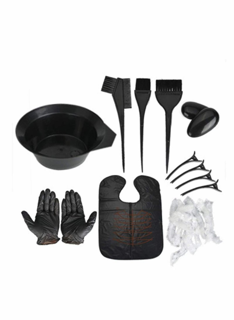 Hair Dye Kit,DIY Salon Coloring Tinting Bowl, Brush,hairdressing clips, Ear Cover,Hair Cape and Gloves for Home Use Dryers