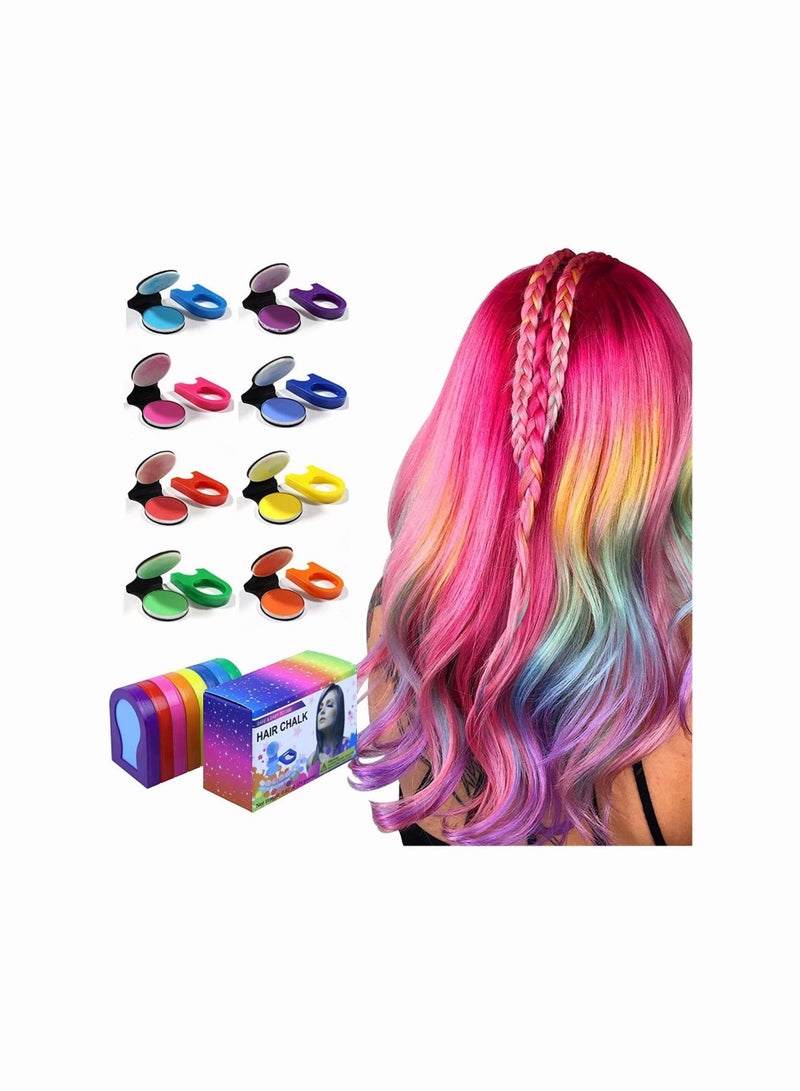 Hair Chalk for Kids, 8 Pcs Dye, Portable Temporary Bright Color Dye Girls Kids Women Gifts Halloween Makeup Birthday DIY Washable