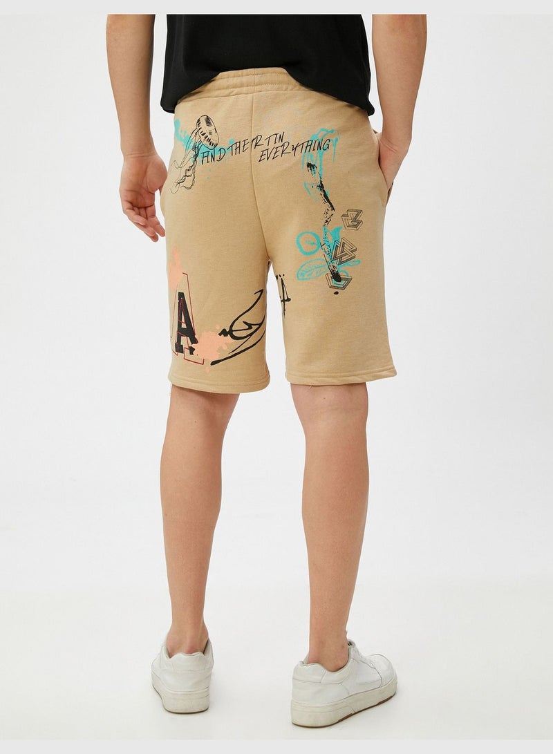 Printed Shorts Drawstring Slim Fit Pocket Detailed