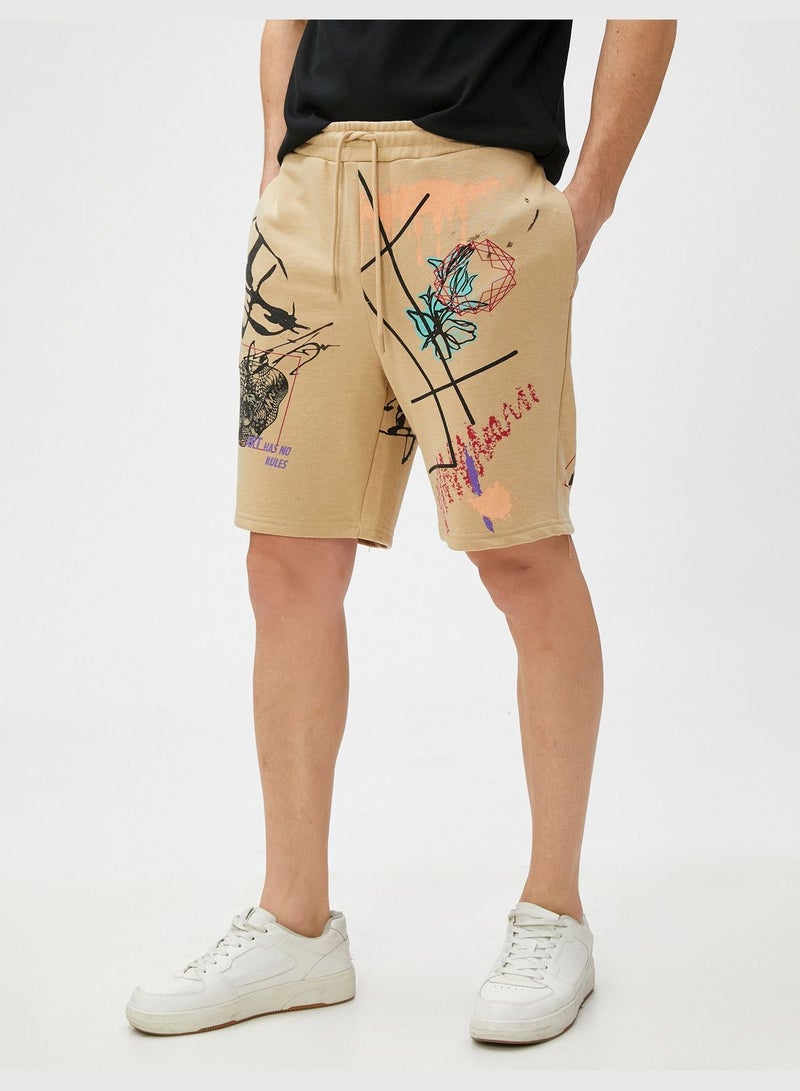 Printed Shorts Drawstring Slim Fit Pocket Detailed