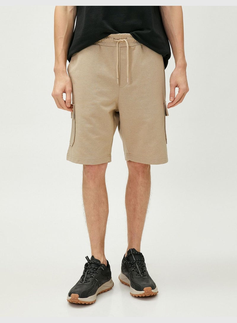 Cargo Shorts Drawstring Slim Fit Pocket Detailed