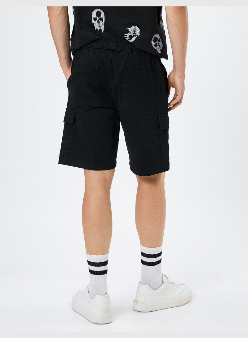 Basic Cargo Shorts Drawstring Pocket Detailed Cotton