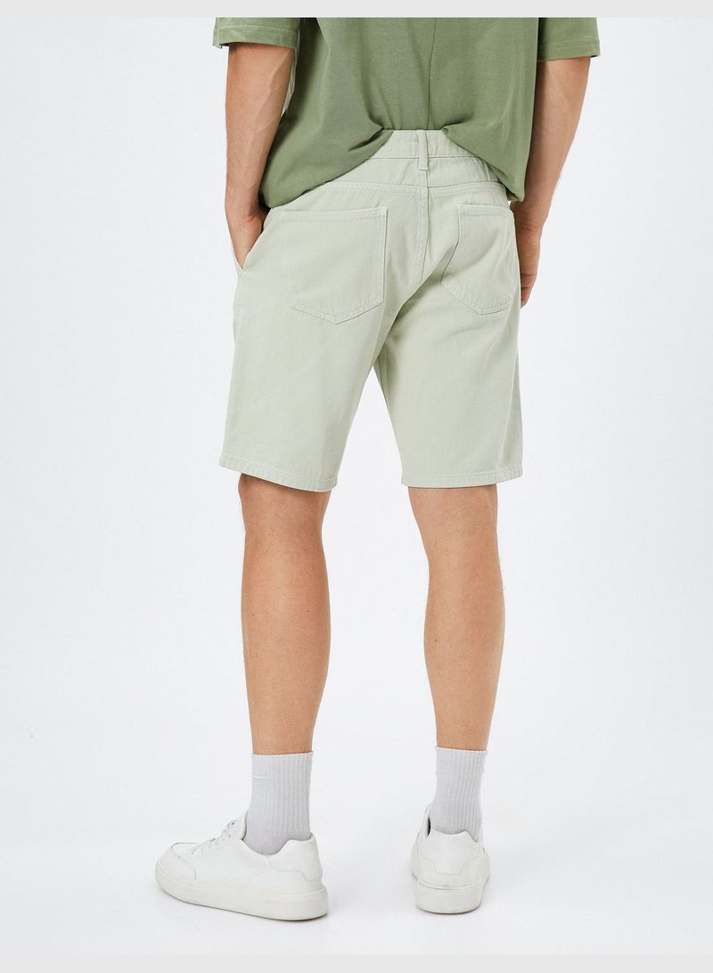 Basic Chino Shorts Buttoned Pocket Detailed Cotton