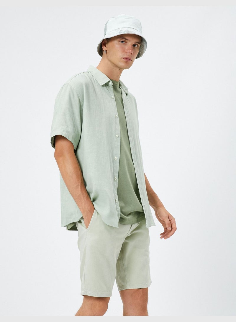 Basic Chino Shorts Buttoned Pocket Detailed Cotton