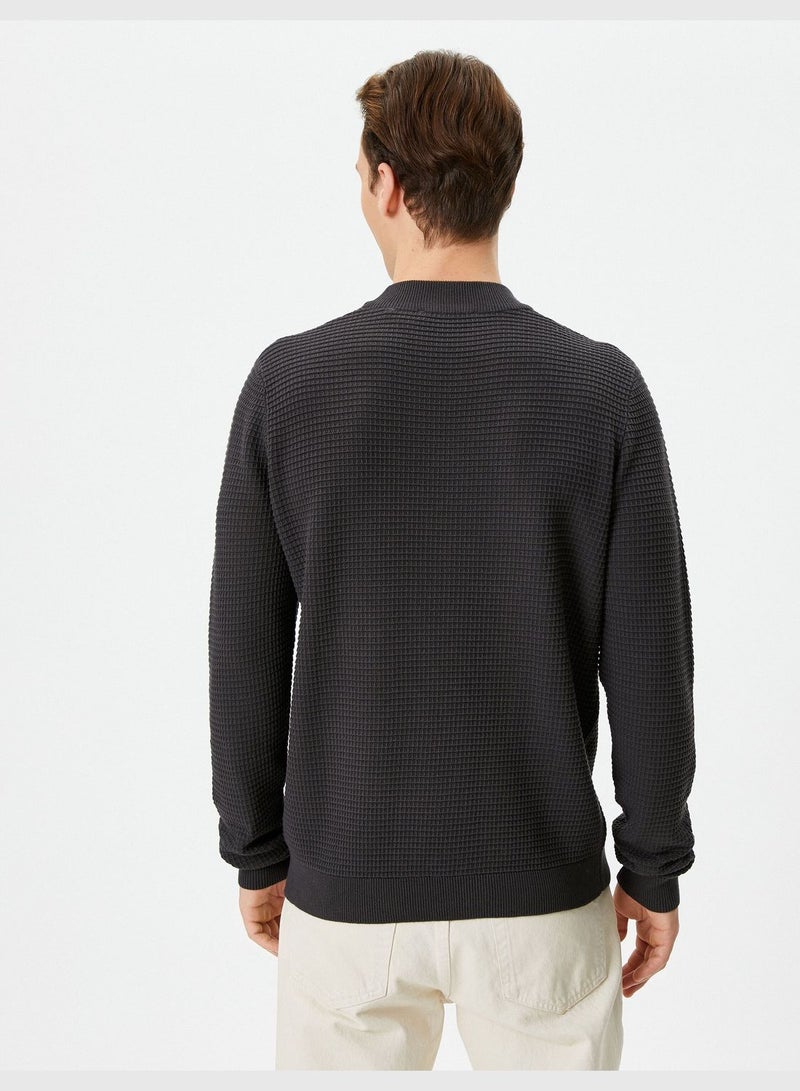 Slim Fit Crew Neck Textured Basic Knitwear Sweater