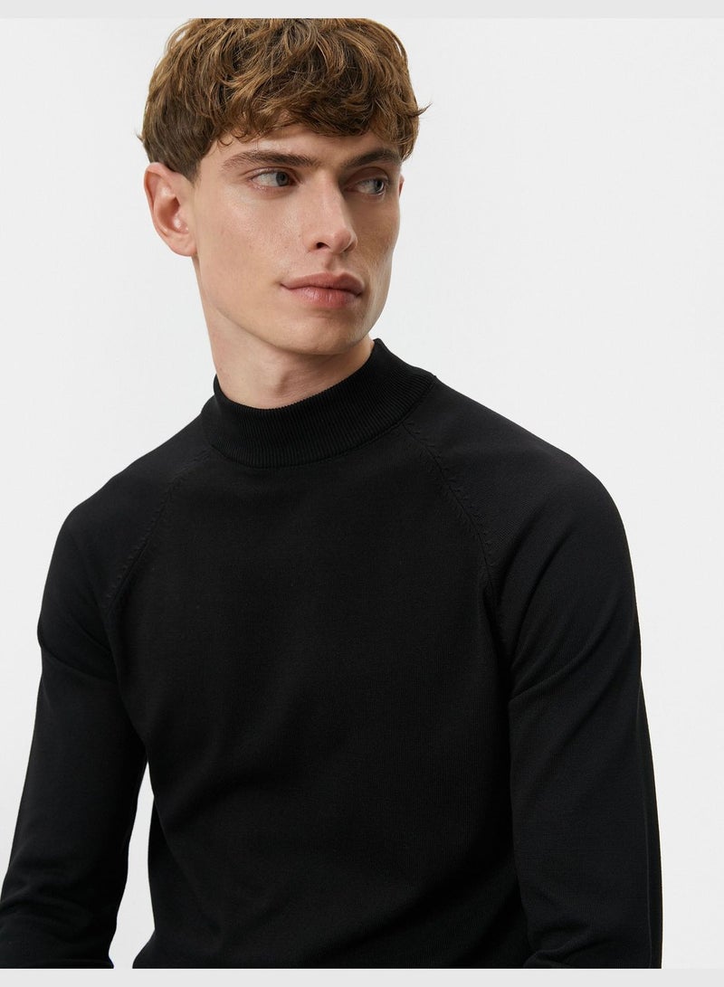 Slim Fit Long Sleeve Knitwear Half Turtleneck Sweater