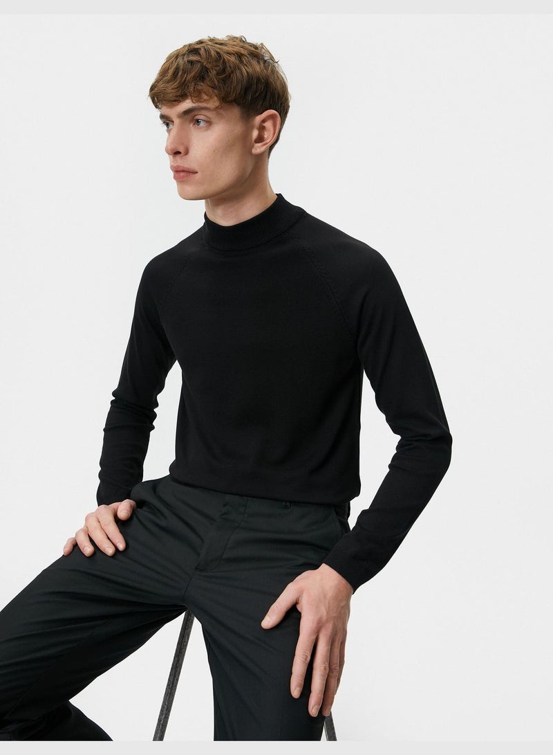 Slim Fit Long Sleeve Knitwear Half Turtleneck Sweater