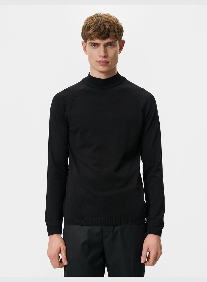 Slim Fit Long Sleeve Knitwear Half Turtleneck Sweater