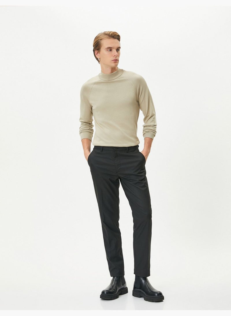 Slim Fit Long Sleeve Knitwear Half Turtleneck Sweater