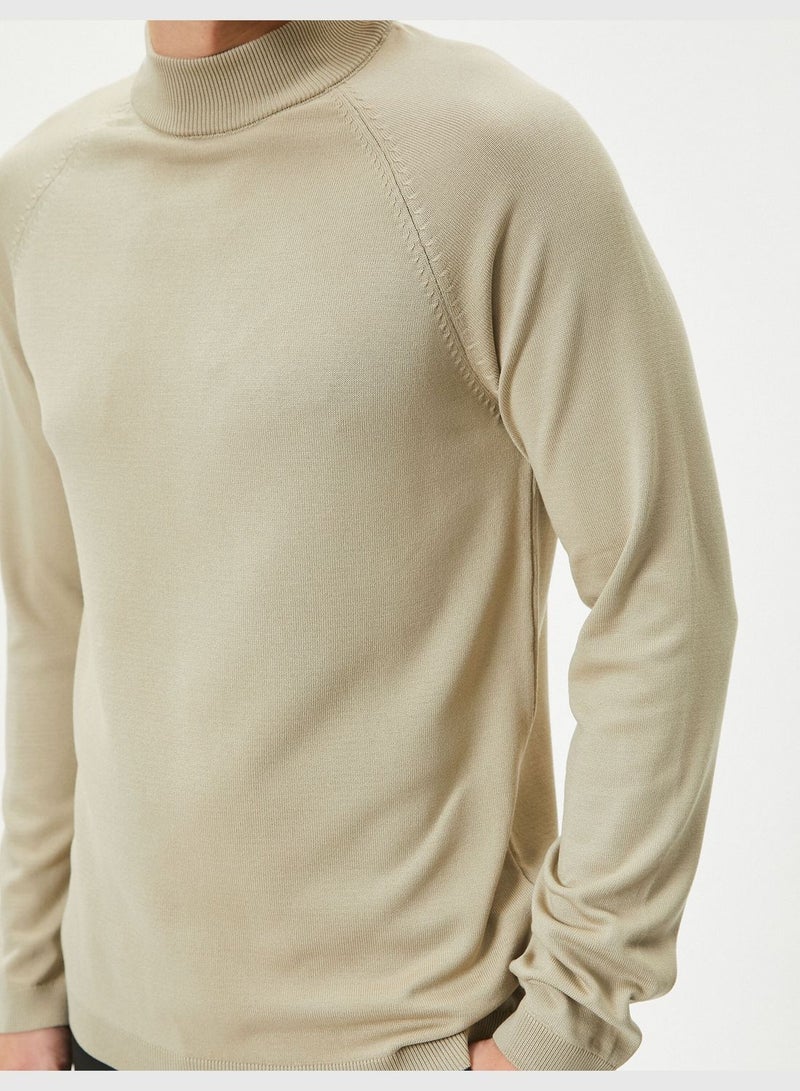 Slim Fit Long Sleeve Knitwear Half Turtleneck Sweater