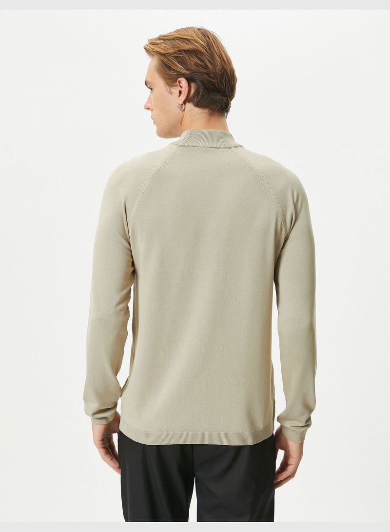 Slim Fit Long Sleeve Knitwear Half Turtleneck Sweater