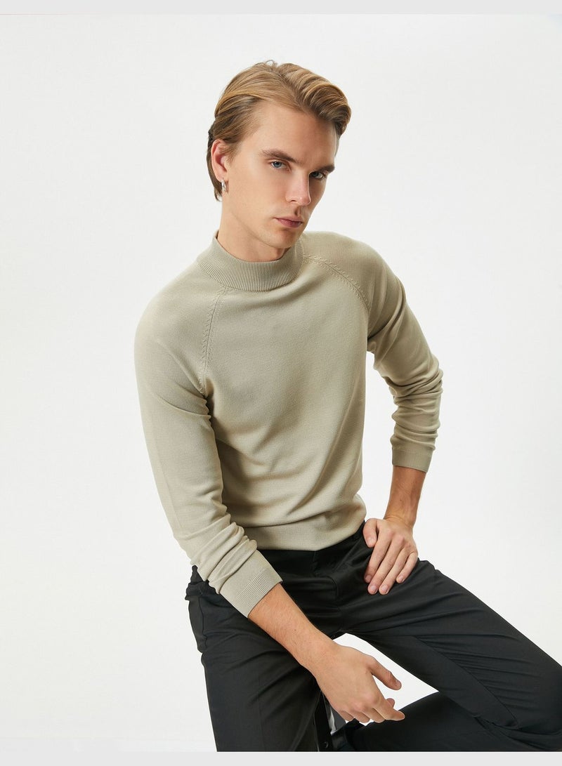 Slim Fit Long Sleeve Knitwear Half Turtleneck Sweater