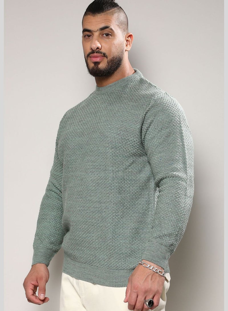 Solid Crew Neck Long Sleeve Sweater