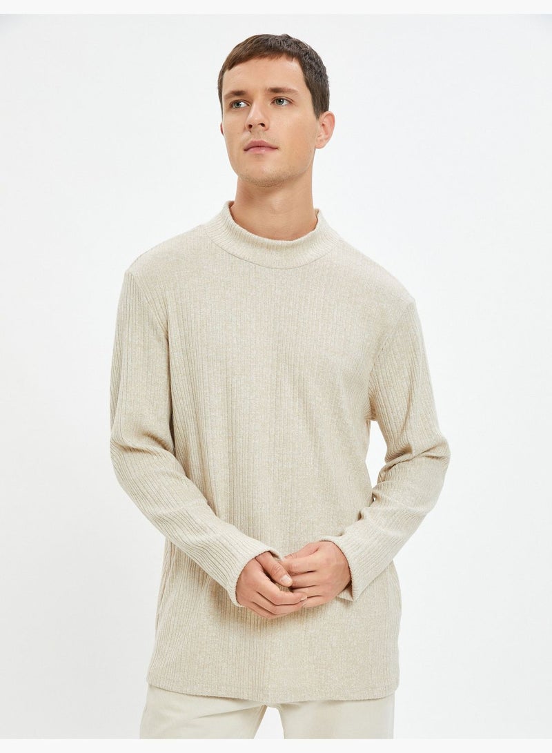 Stand-Up Thin Knit Sweater long Sleeve Soft Touch