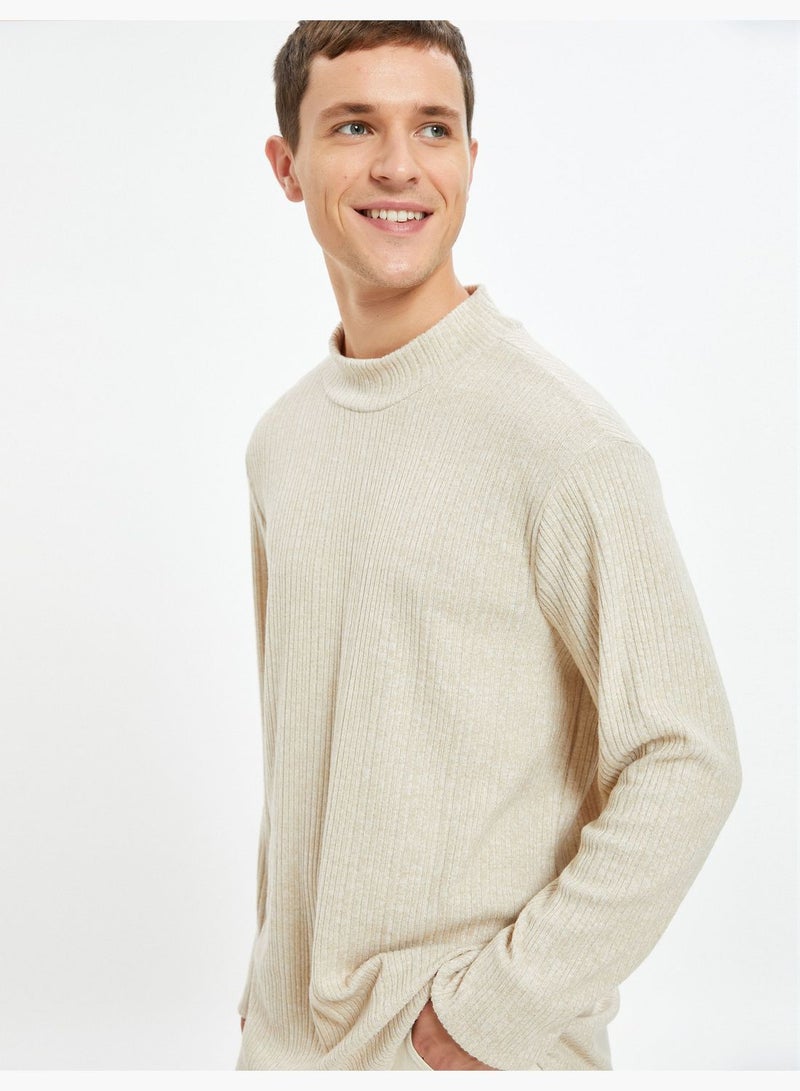 Stand-Up Thin Knit Sweater long Sleeve Soft Touch