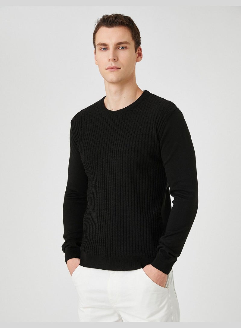 Knitwear Sweater Tissued Crew Neck Slim Fit