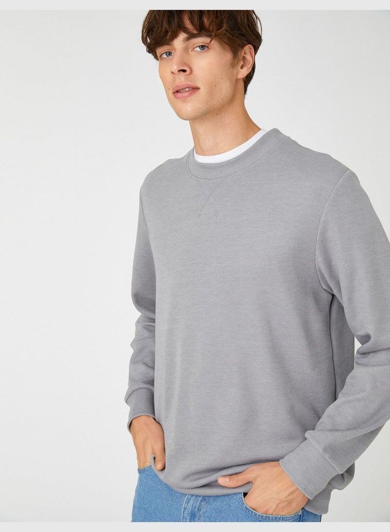 Basic Melange Sweater Knitwear Crew Neck Long Sleeve