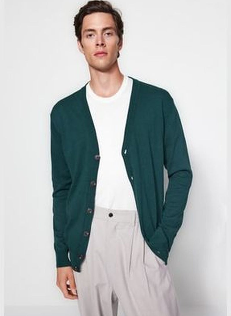 Emerald Men's Slim Fit V-Neck Buttoned Cardigan TMNAW21HI0274