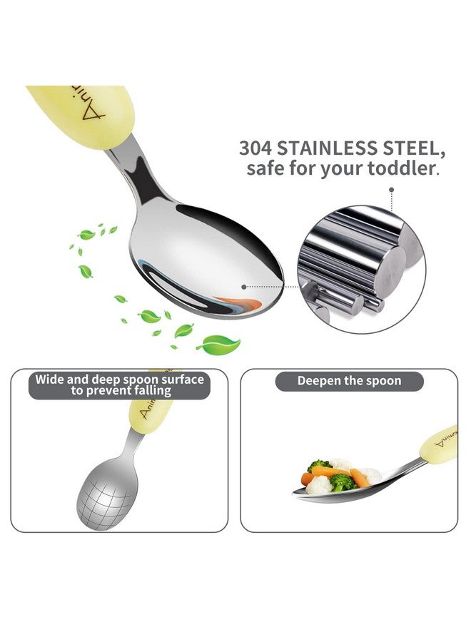 Toddler Utensils Set 6Pcs Toddler Silverware Spoon And Fork Knife Set Children'S Flatware Set (Animal Kingdom)