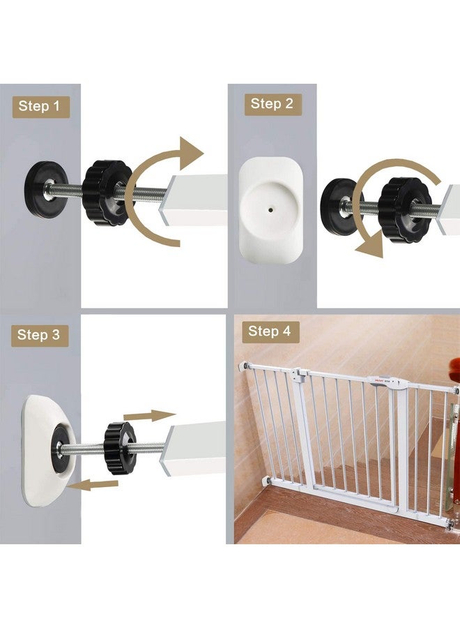 Baby Gate Extender Extention4 Pack Baby And Pet Safety Stair Gate Threaded Spindle Rods Replacement Parts Bundle With Wall Protector (Roundwhite4 Pack)