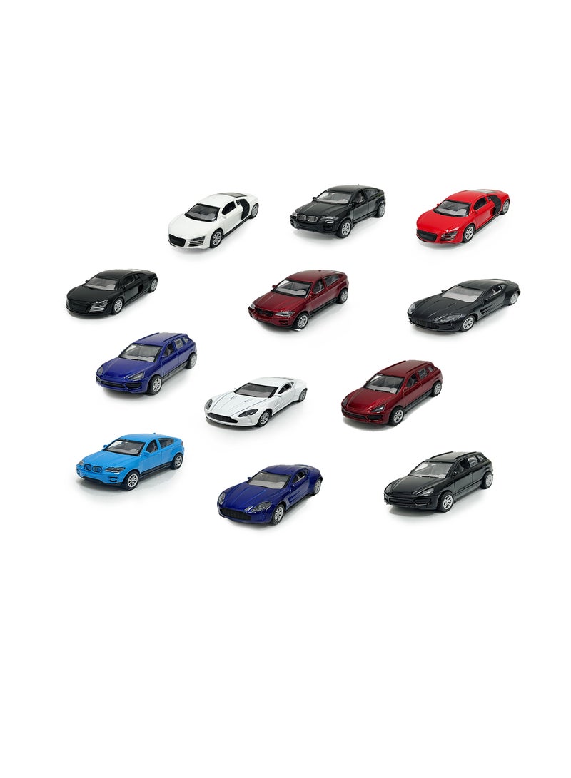 Toy Land 12 Pcs Multicolor 1:43 Scale Random Models Alloy Metal Diecast Pull Back Toy Cars for Children