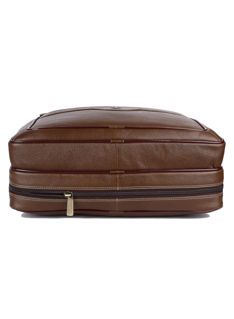 Laptop Bag for Men - Leather - Fits 14/15.6/16 Inch Laptop - Brushwood -Office Bag, Messenger & Shoulder Bag -Executive Bag for Office Use & Travel - Expandable Leather Bag