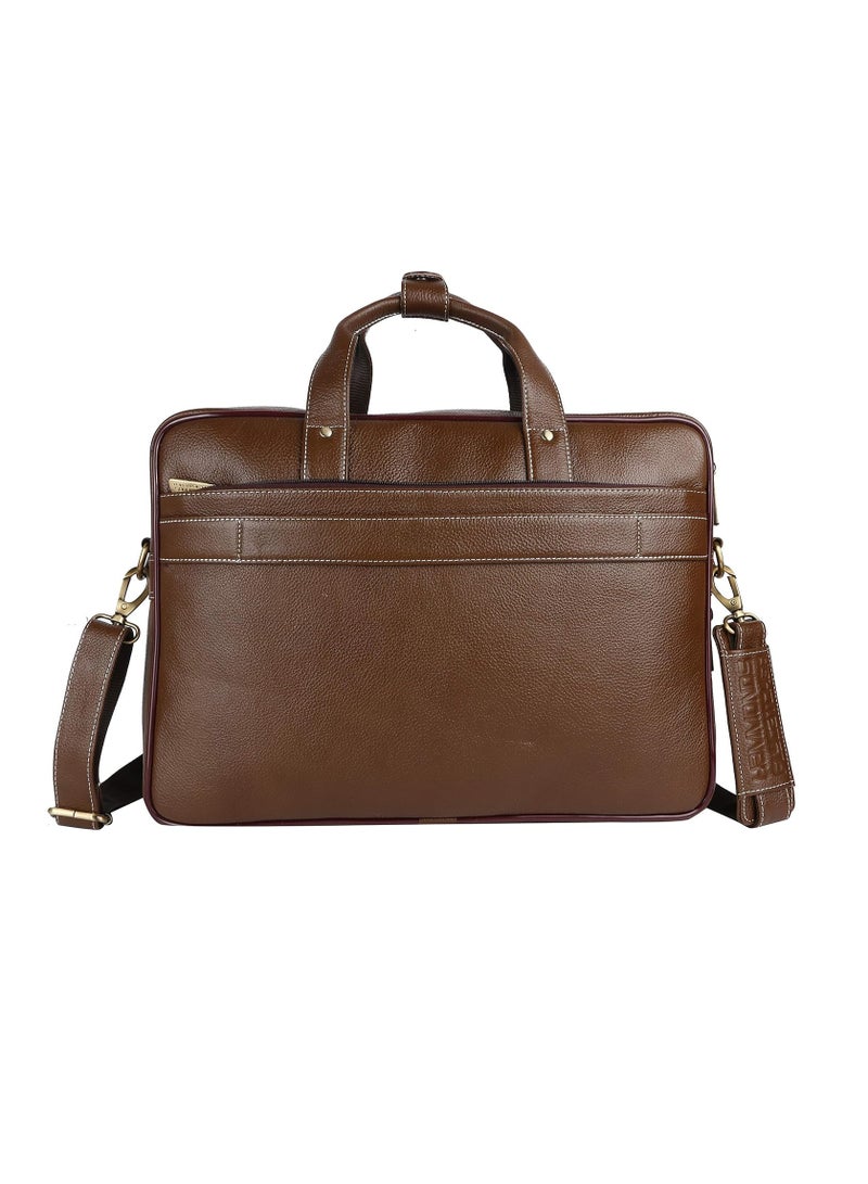 Laptop Bag for Men - Leather - Fits 14/15.6/16 Inch Laptop - Brushwood -Office Bag, Messenger & Shoulder Bag -Executive Bag for Office Use & Travel - Expandable Leather Bag