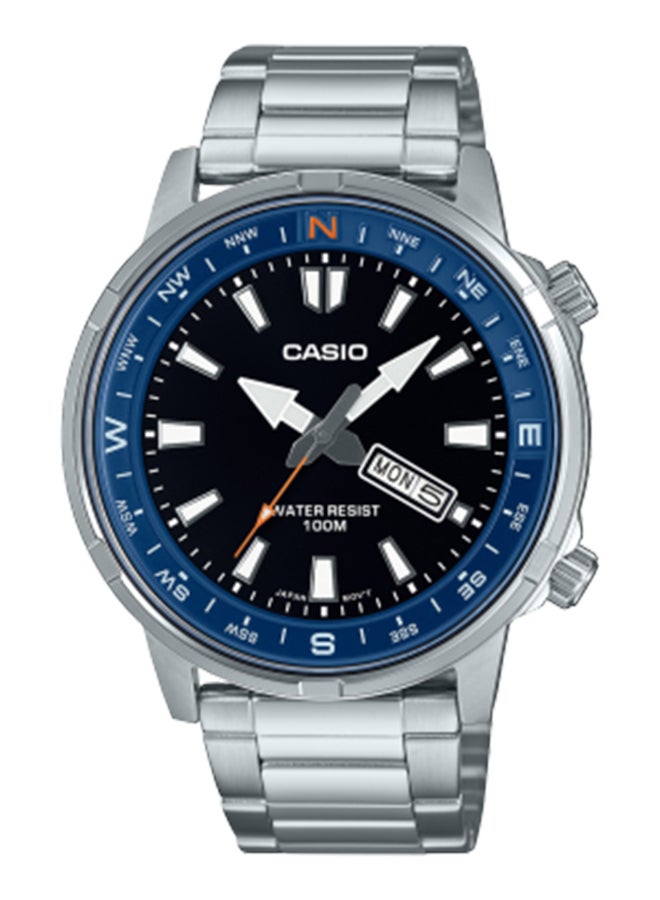 Men's Analog Round Shape Stainless Steel Wrist Watch MTD-130D-1A2VDF - 44 Mm